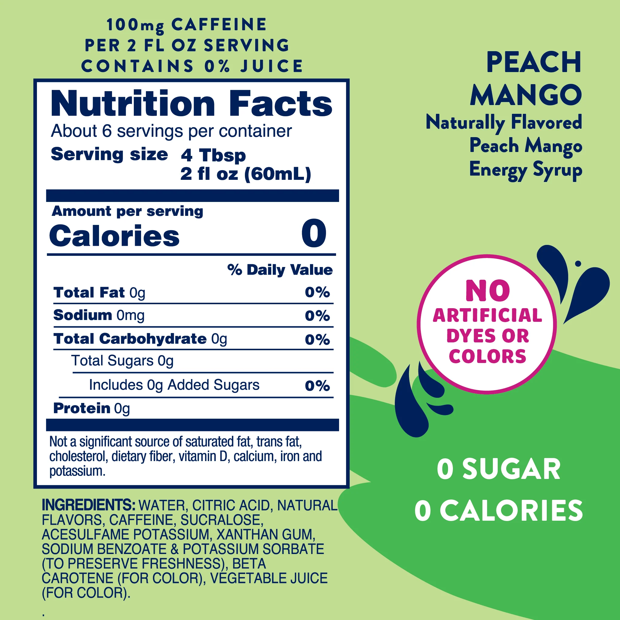 Sugar Free Peach Mango Energy Syrup - 375ml - Image 7